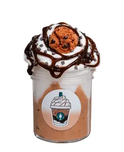 Cookie Crumble Frappe Slime – Chocolate Vanilla Butter Slime with Drizzle & Sprinkles