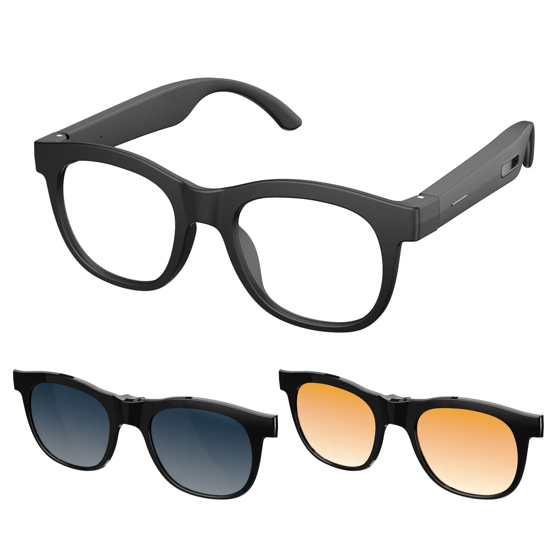 Smart Glasses Music Wireless Ai Real-Time Translation（APP Required） Touch Control Listen to Songs Call 3 Interchangeable Lenses Long-Lasting HD Audio Eyeglasses Gift Multifunctional Smart Glasses Wearable Smart Glasses