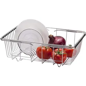 Adjustable Over Sink Dish Drying Rack Stainless Steel Dish Drainer,  Counter or in Sink Dish Rack, Deep and Large- Rustproof