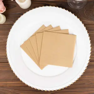20 Pack Linen-Like Paper 5"x5" Napkins Natural - Highly Absorbent Airlaid Napkins