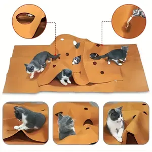 1pc Cat Activity Play Mat, Pet Agility Training Pad With Biting And Scratching Features, Year-Round Use With Warm Winter Cat Tunnel Toys, Durable Material