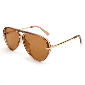 Trendy Pilot Sunglasses for Women & Men, UV400 Gold Trim Black Frame Lightweight Shades