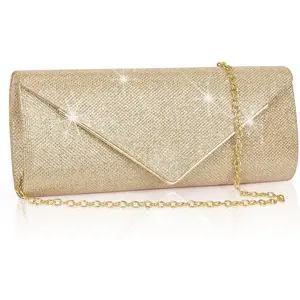 Clutch Purses for Women, Sparkling Envelope Evening Bag with Detachable 2 Pcs Chai