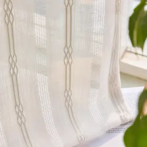 Solid Color Linen Look Semi-sheer Curtain, Modern Simple Window Curtain, Home Decorative Curtain for Living Room Bedroom Study Room