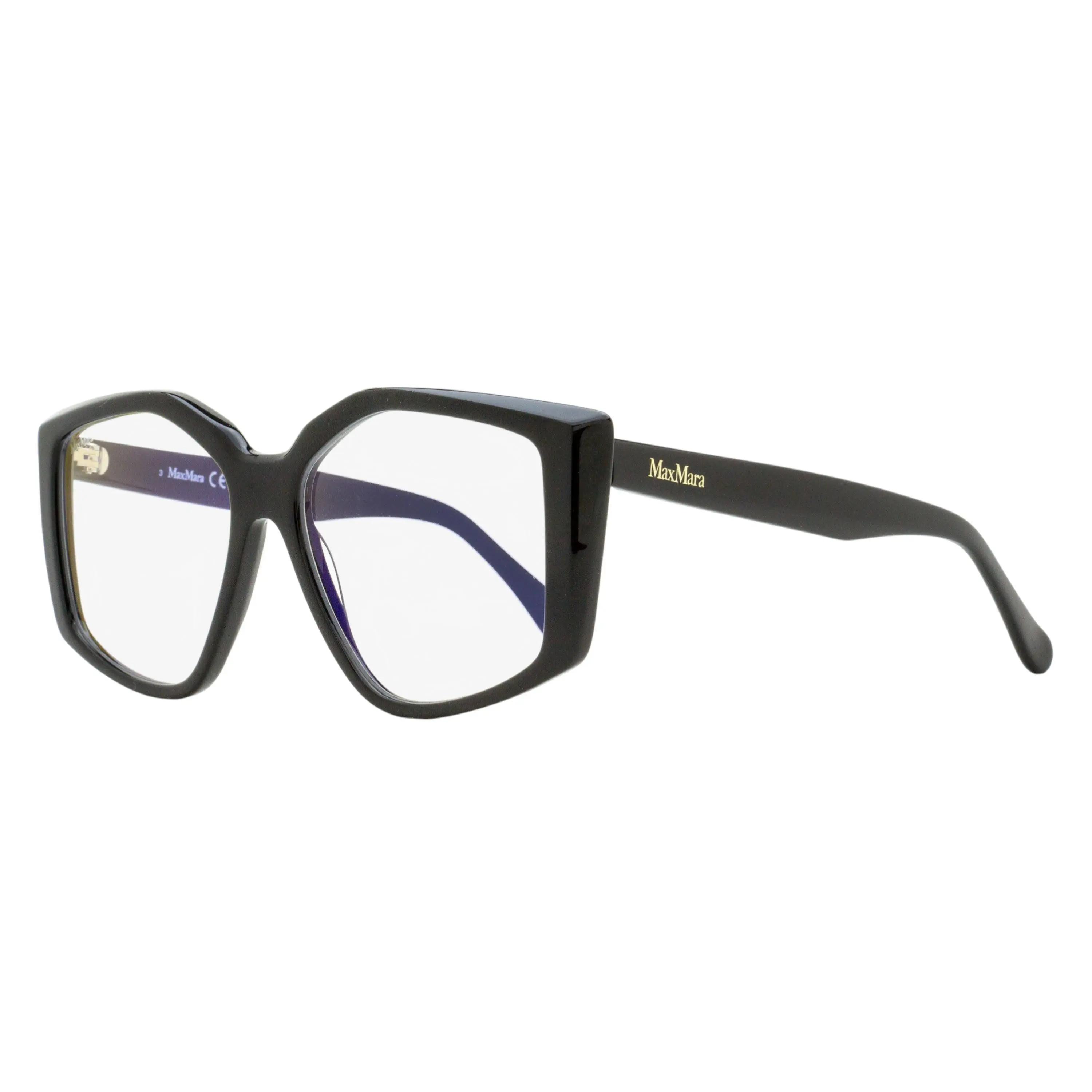 Max Mara Butterfly Blue Light Blocking Geometric Eyeglass Frames - MM5162-B 001 Black, 53mm, Anti-Blue Light Women's Frames, Bluelight Blocking, Blue Light Protection Women's Frames