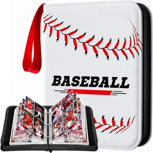 Baseball Card Binder 4 Pocket Gifts for Boys Girls, Waterproof 400 Pockets Card Holder Album with 50 Removable Sleeves for Trading Card - Binder Display Storage Carrying Case for Baseball Cards