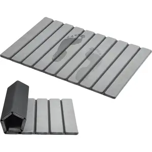 Foldable Stone Bath Mat, Super Absorbent Diatomaceous Earth Mats, Non-Slip 23.6 x 15.5 Inch Quick Drying Mat, Compact and Easy to Store Bath Mats for Bathr