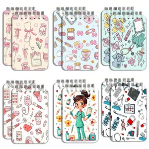 Nurses' Day Mini Loose-Leaf Notebook — Spiral-Bound Pocket Notepad, Lined Memo Pad, Cartoon-Themed Nurses' Day Party Supplies, Notebook, American Style, Cartoon Theme, Cute & Portable Notepad, Pocket-Sized Notebook, Nursing Students