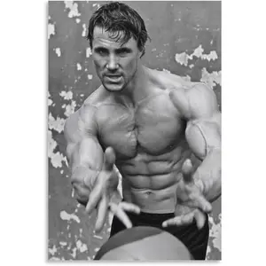 No Framed, Greg Plitt Fitness Model Bodybuilding Muscle Man Dating Black And White Portrait Fitness Poster Gym Poster