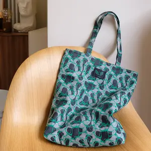 Green Jacquard Shoulder Bag, Abstract Pattern Versatile Commuting Handbag for Women & Girls, Casual Versatile Tote Bag for Travel & Daily Use