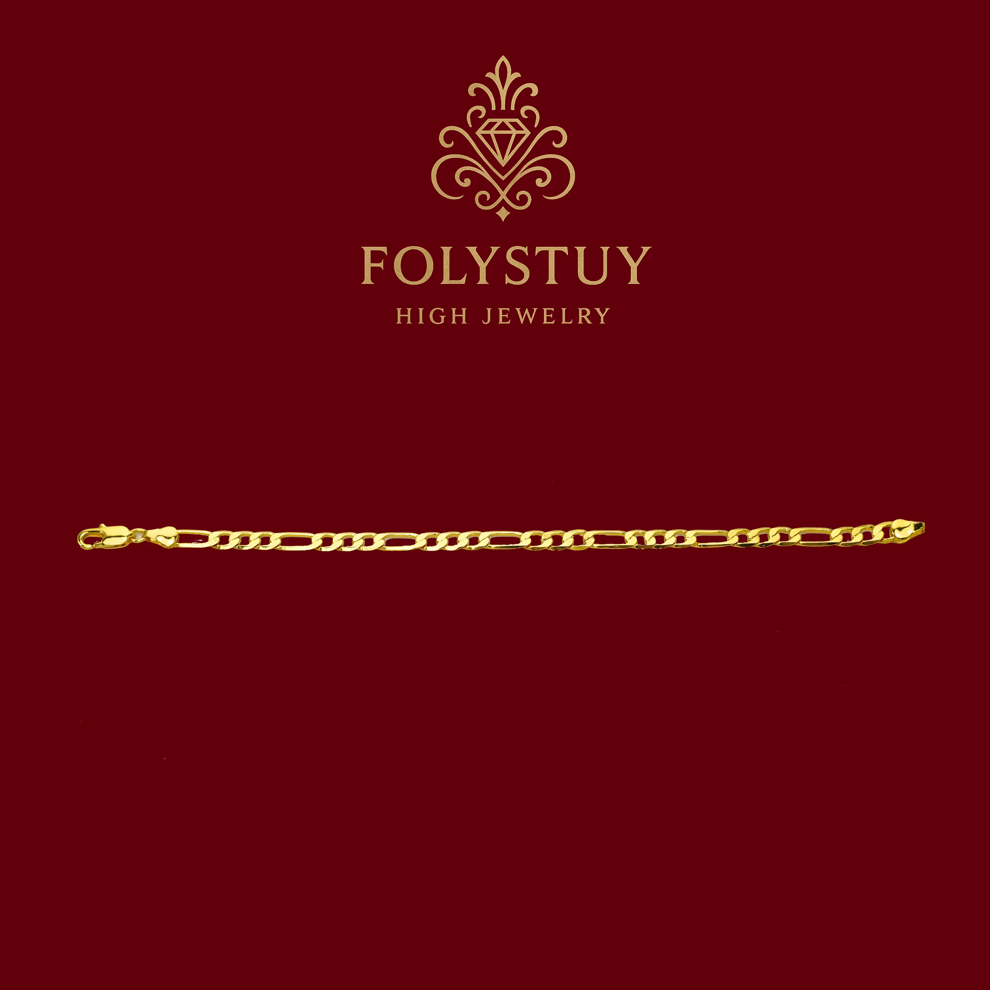 5mm - Wide, 8.05 - Inch - Long 【FOLYSTUY(W165)】Figaro Hand Chain: A Timeless and Elegant Jewelry Accessory