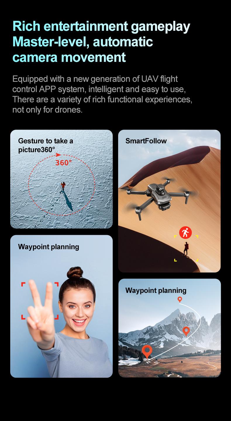 YCMDCGIE 4K ESC Camera Drone with Brushless Motor, Upgraded 4.5-Inch Screen, Foldable Drone, AI Obstacle Avoidance, GPS Smart Return, Gesture Photography, Intelligent Follow, Custom Waypoint Flight, Dual Battery with 50 Minutes Endurance