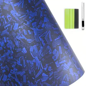 FONESO 3 IN 1 Car Body Sticker + Tool Kit Blue - 7D Matte Carbon Fibre Car Vinyl Film Wrap Protector Sticker Set, 60" x 12" Self-Adhesive Air Bubble Free Easy to Install, DIY Universal For All Cars SUVs Sedan Coupe Truck Pickup Bike Motorcycle
