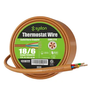 Syston 18/6 Brown Thermostat Wire - 18AWG 6-Conductor Solid Copper HVAC Cable (20ft-1000ft) | CL3R/CMR UL/ETL 300V Low Voltage | UV Resistant for Indoor/Outdoor Use | Compatible with Nest/Honeywell | Doorbell & Alarm Installation