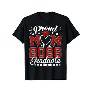 Unisex Loose-Fit Proud Mom of 2026 Graduate T-Shirt - Class of 2026 Senior Celebration, Red with Lettering & Diploma Design, Graduation Season Gift for Parents (Halloween, Christmas, Thanksgiving) Crewneck Womenswear