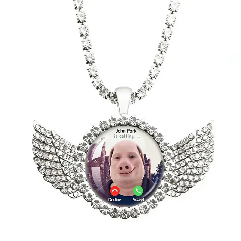 John Pork Calling Necklace, Funny Playful Pig Theme Meme Pendant, Trendy Chain Birthday Gift Jewelry for Pig Lovers, Elegant Alloy Accessory, Casual Style Necklaces, Daily Versatile Chain