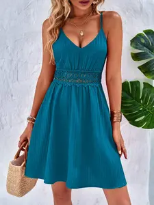 Women's Cami Dress, Womenswear, Casual Sleeveless Spaghetti Strap Short Dress for Summer, Ladies Clothes for Beach Holiday