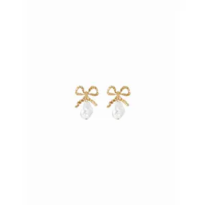 Cider BOWKNOT FAUX PEARL DROP EARRINGS