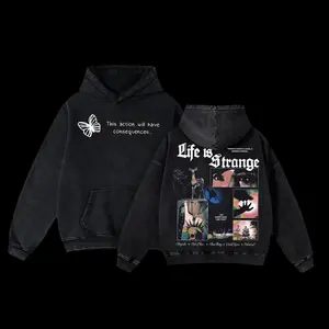 Life Is Strange art Game Hedoro Washed Tshirt 2 Sided Cotton unisex Oversize graphic game merch Menswear graphic Hoodie