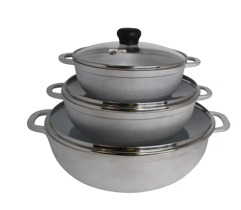 IMUSA 1.5/2.5/5.2qt Cast Aluminum Caldero 3pc Set with Glass Lid - 18/22/28cm IMUSA 1.5/2.5/5.2qt Cast Aluminum Caldero 3pc Set with Glass Lid - 18/22/28cm