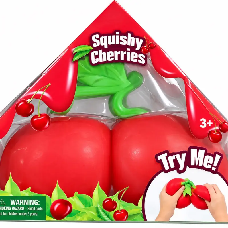 Squishy Cherries Red/Green Cherries Tactile Sensory Squeeze Toy, Ages 3-5
