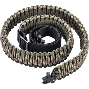Two-Point Paracord Sling with Swivels, Non-Slip Sling Quick Adjustable Length Strap for Hunting