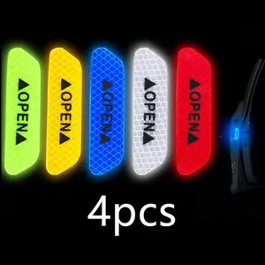 4pcs Car Door Reflective Stickers, Enhance Visibility & Safety, Easy Installation, Automotive Car Safety Accessories