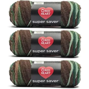 Super Saver Forest Yarn - 3 Pack of 7oz/198g - Acrylic - #4 Worsted (Medium) - 236 Yards - Knitting & Crochet