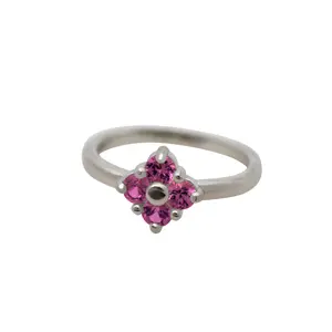 Hidden Starfish Lucky Clover Cluster Set Ring in Natural Rhodolite Garnet Sterling Silver Mental Health Donation