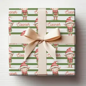 Custom Elf Wrapping Paper Christmas Elf Gift Wrap Roll With Custom Name Wrapping Paper Elf Gift Wrap Roll