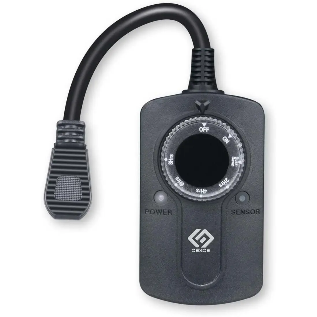 Outdoor 24-Hour Light Timer, Water Resistant, Photocell  Light Sensor 2/4/6/8 Countdown Timer, 14AWG Cord, Two Grounded Outlets for , Christmas Lights, Garden.15A, UL Listed.