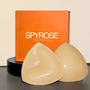 SPYROSE Sticky Bra Inserts, Double-Sided sticky bra pad, Reusable Bra Pad Inserts for Bikini Dress Swimsuit Sports Bra Comfort Comfortable Fit Style Water Proof Womenswear Outfit Beach Swimwear Clothes Gamis(New & old packaging will be shipped randomly)