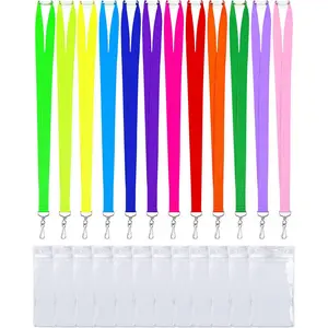 12 Pack Bright Neon Breakaway Lanyard with Thicken ID Badges Holder for Cruise Adult, . (Multic 12 Color, 12 count)