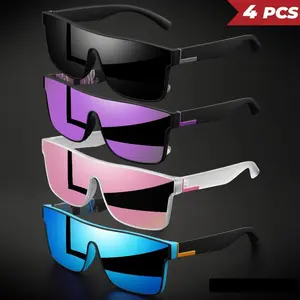 4 Pack Oversized Shield-Style Sunglasses – UV400 Protection, Trendy Monoblock Design, Fashion Shades for Streetwear & Everyday Wear,summerwins