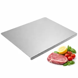 NULAS Engraved Rectangle Stainless Steel Cutting Board (15.7 x 19.69 inches) with L-Shaped Edge, Durable Heavy-Duty Kitchen Mat for Slicing & Bread Prep, Dishwasher-Safe, Easy to Clean, Ideal Holiday Gift for Home Cooks