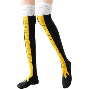 Chicken Leg Socks Funny 3D Novelty Chicken Feet Knee-High & Mid-Calf Socks for Women Men Animal Paw Socks for White Elephant Gifts Thanksgiving Xmas Halloween Party Stocking Stuffers Stretchy Necking High Quality Knitting