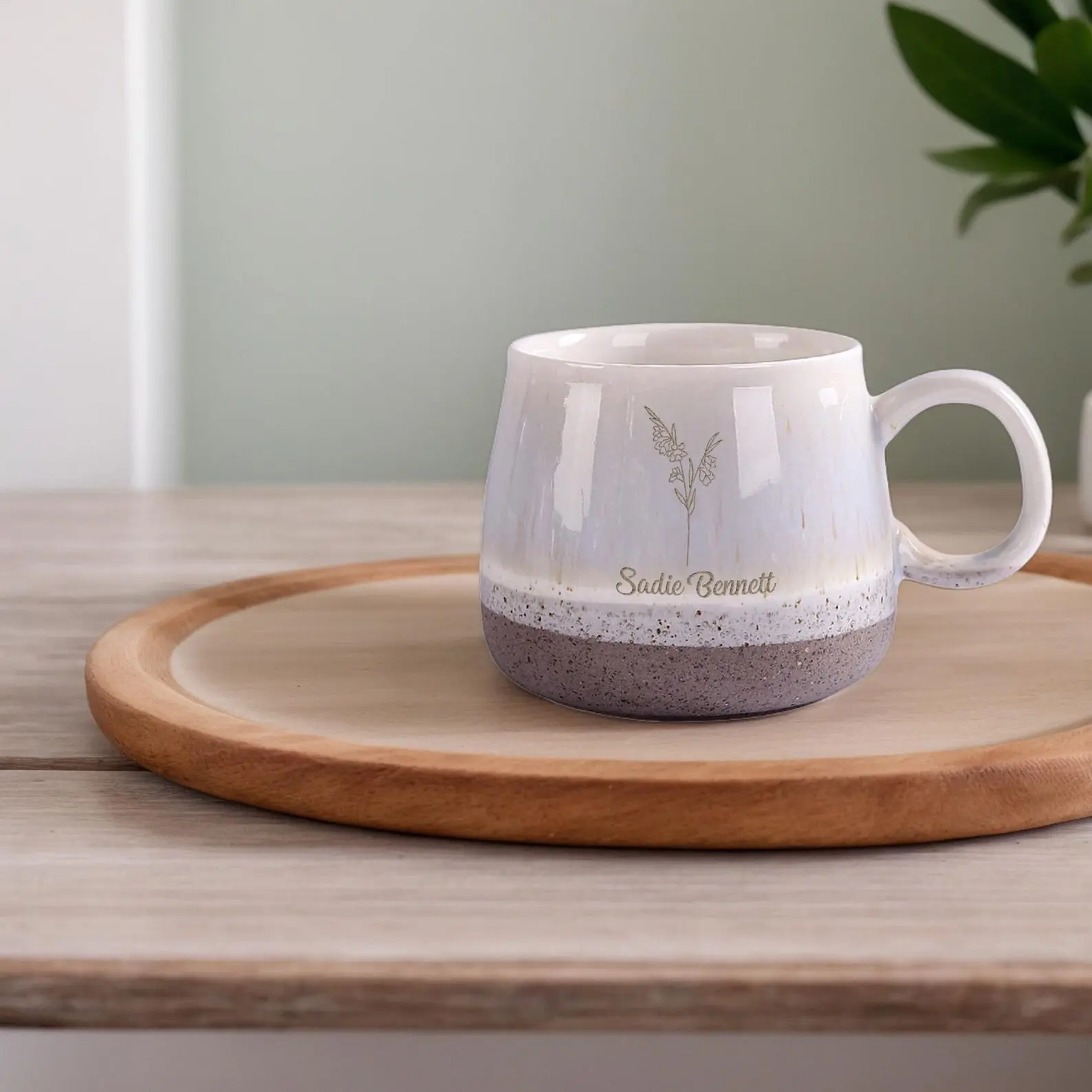 Personalized Birth Flower Mug – Custom Laser Engraved Name Coffee Cup, Birthday Gift for Her, Floral Ceramic Mug, Thoughtful Gift for Mom