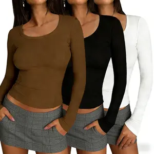Breathable Cotton Blend Women’s 3-Pack Slim Crop Tops, Korean Y2K Wear-Resistant Lounge Tees