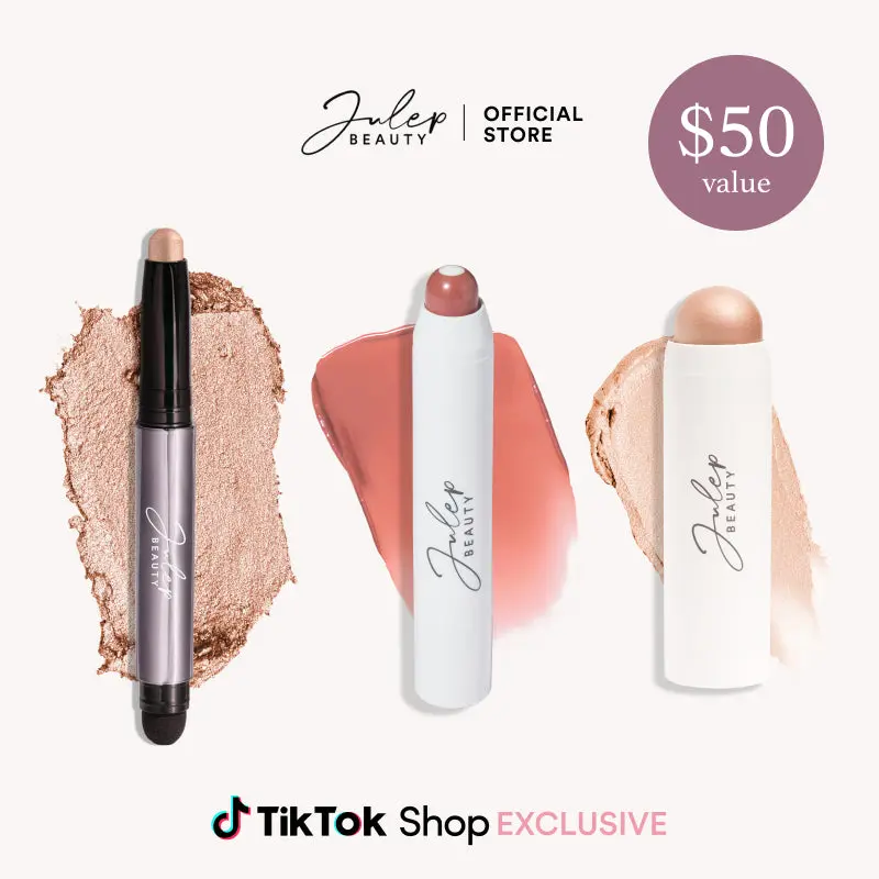 Eyes, Lips & Cheeks 3PC - Clean Girl Starter Kit - Soft Glam Makeup Eyes, Lips & Cheeks 3PC - Clean Girl Starter Kit - Soft Glam Makeup