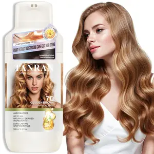Keratin Hair Dye Shampoo with Ginseng and Angelica, Non-Irritating Formula for 100% Coverage and Reduced Breakage, Convenient Use for Healthy Hair and Scalp，Golden brown, Color Protecting Shampoo