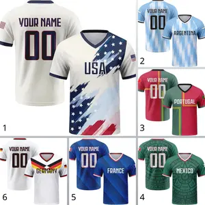 Custom Soccer Jersey – Personalized Name & Number Football Shirt for USA, Argentina, Portugal, Germany, France & Mexico Fans, Breathable Athletic Team Jersey for Men & Women