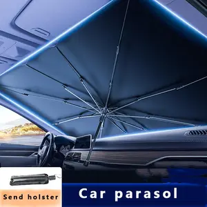 Foldable Anti-UV Car Windshield Sunshade Umbrella, Full Blackout Heat Insulation Front Window Cover for SUV, Sedan