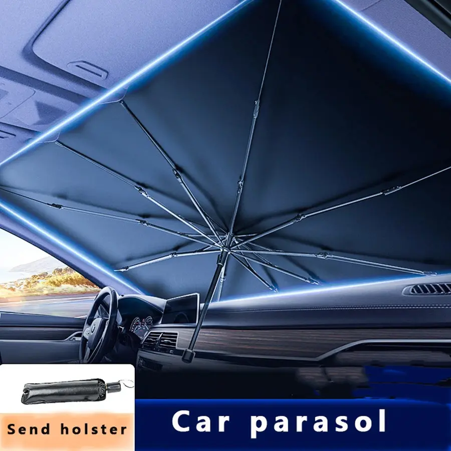 Foldable Car Windshield Sunshade Umbrella - Anti-UV, Full Shade Heat Blocker, Interior Cool Front Window Cover for Sedan/SUV