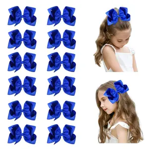 JoyBowie 12pcs Blue Girls' Hair Accessory, available in 3 sizes, made of grosgrain ribbon, includes alligator clips, suitable for baby girls, bows, etc. Soft Baby Girl Headbands