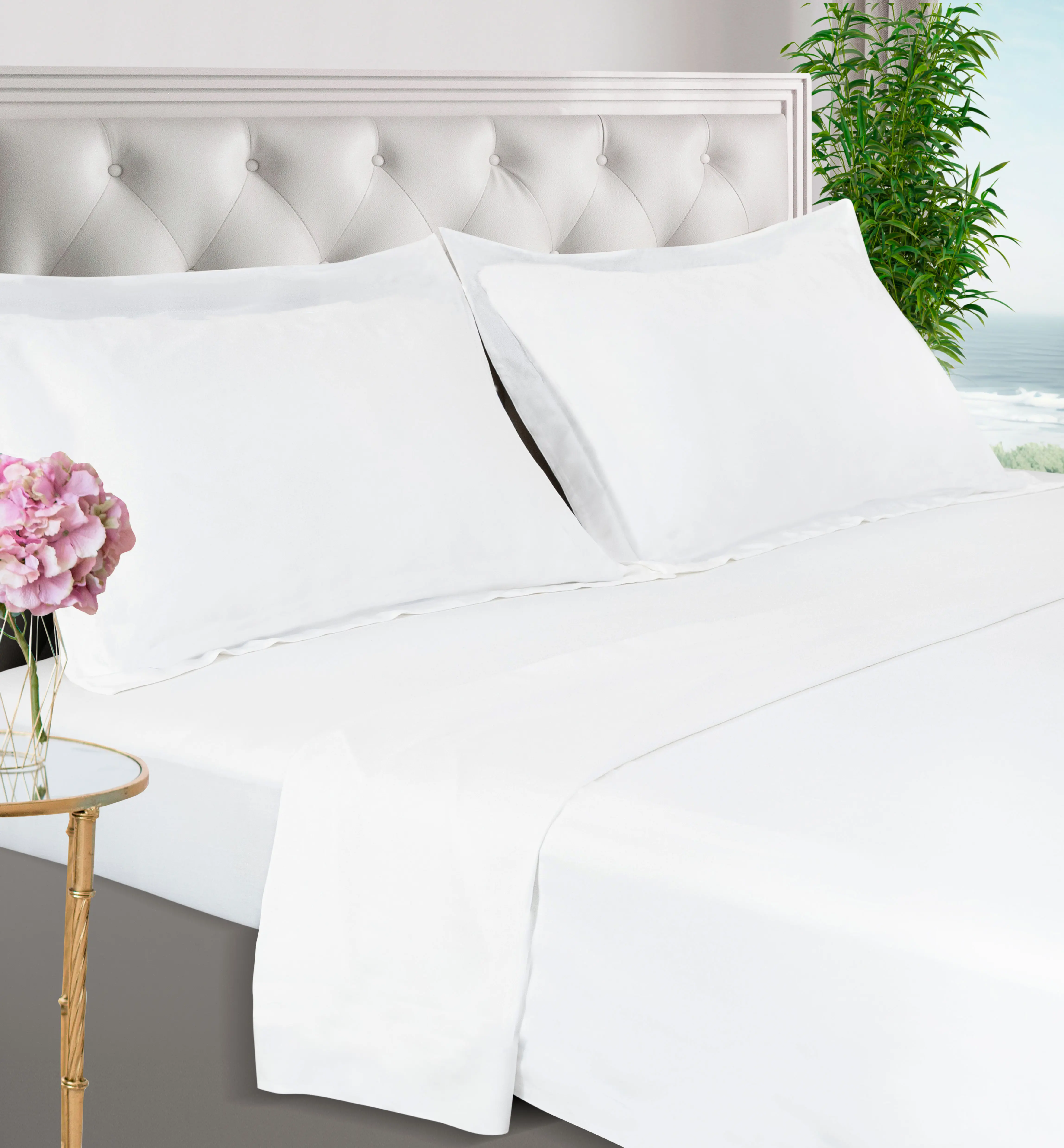 BELLE TERRE Luxury Bamboo Sheets - Organic Super Soft 100% Bamboo Viscose Fibre Sheets Bed Set - Top & Fitted Sheet, Pillowcases