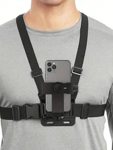 Black adjustable mobile phone holder, multi-angle rotation to stabilize the phone, suitable for sports shooting   outdoor work, freeing your hands, portable  practical mobile phone chest mount equipment