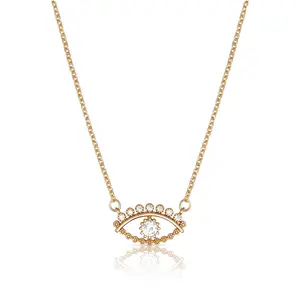Ettika All Knowing Eye Crystal Necklace – 18k Gold Plated Brass with Cubic Zirconia Charm (16" + 5" Extender)