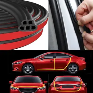 Car Door Seal Strip, Rubber Double Layer Vehicle Weather Stripping, 32.8ft 5 Holes Soundproof Self Adhesive Automotive Sealing Strip Accessories, Universal for SUV, Truck, RV