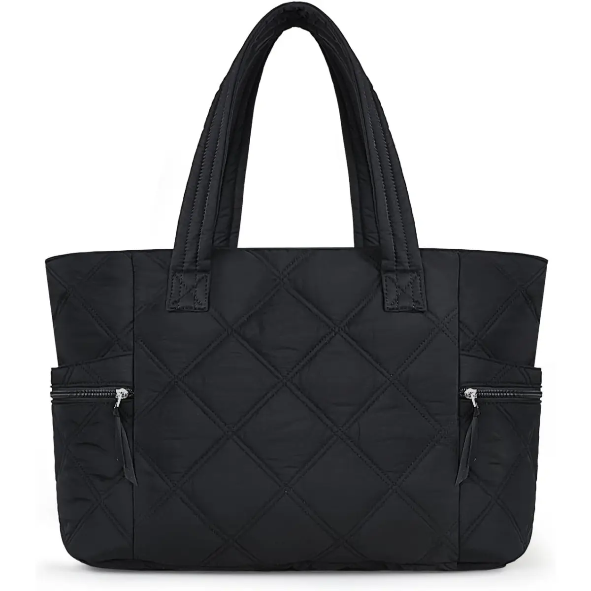 Prite Quilted Tote Bag for Women, Lightweight Puffer Tote with Zipper, Travel Work Nurse Gym Bag