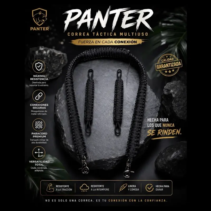 Panter Black Panter Correa Táctica Multiuso Fuerza en Cada Conexión Resistente a la Tracción y a la Intemperie